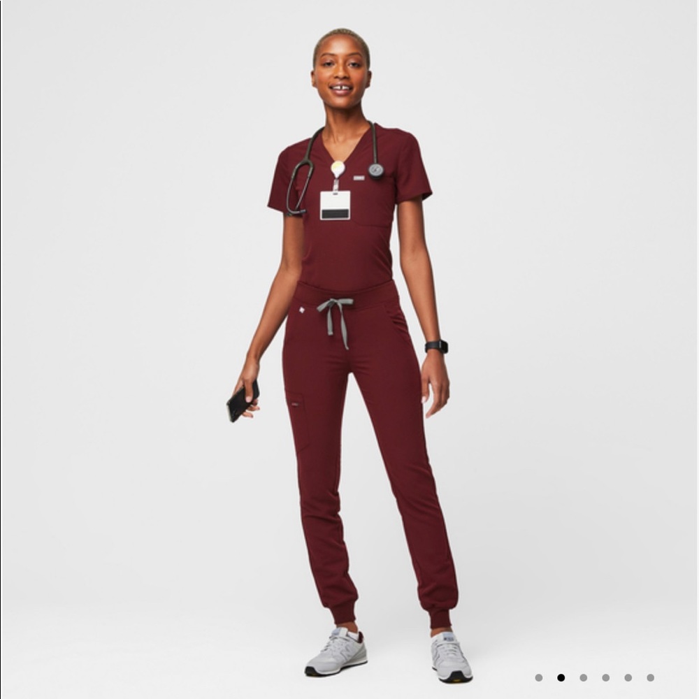 FIGS burgundy scrubs set